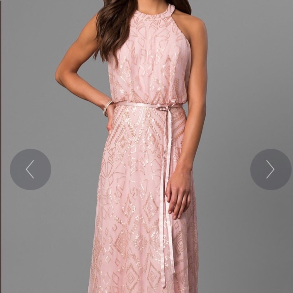 Marina Pink w/ Gold Sequins Dress